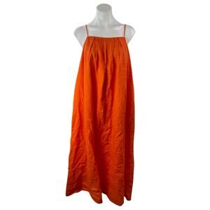 NEW COS Coral Sleeveless Linen Square Neck Cami Camisole Babydoll Maxi Dress 6